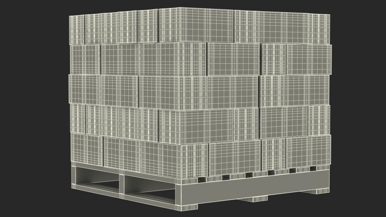 Wooden Pallet with Concrete Blocks 3D model