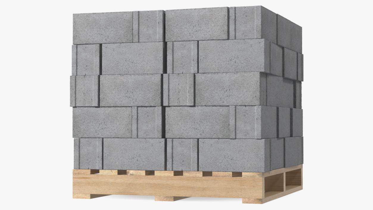 Wooden Pallet with Concrete Blocks 3D model