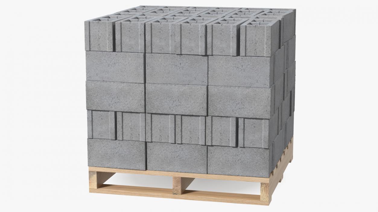 Wooden Pallet with Concrete Blocks 3D model