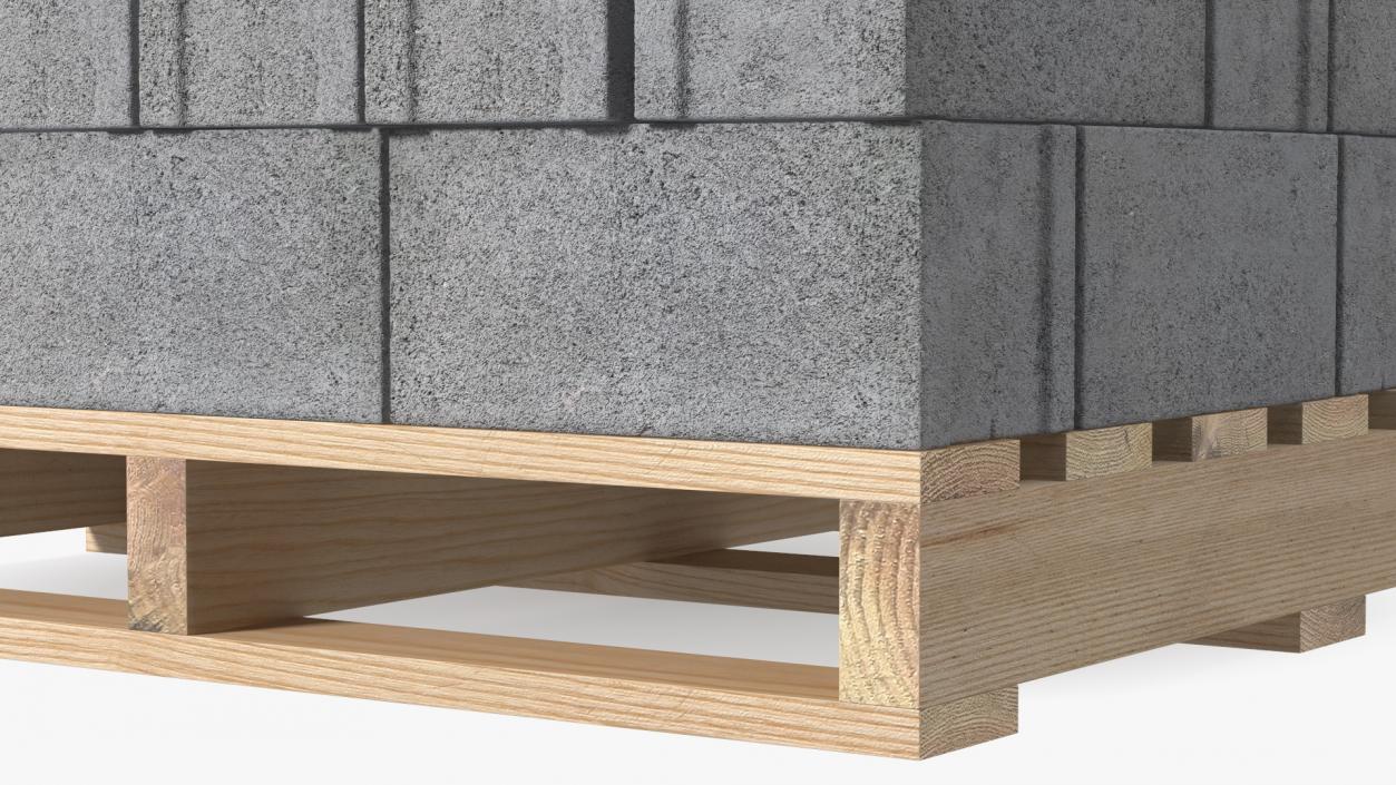 Wooden Pallet with Concrete Blocks 3D model