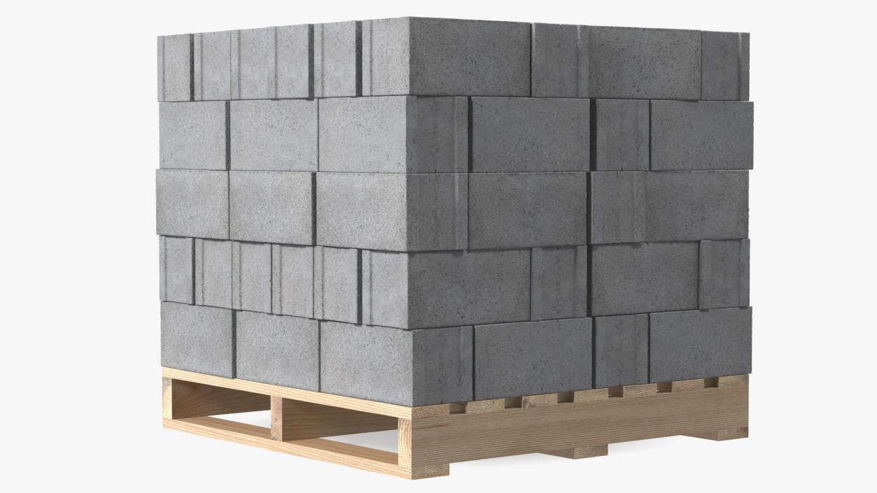 Wooden Pallet with Concrete Blocks 3D model