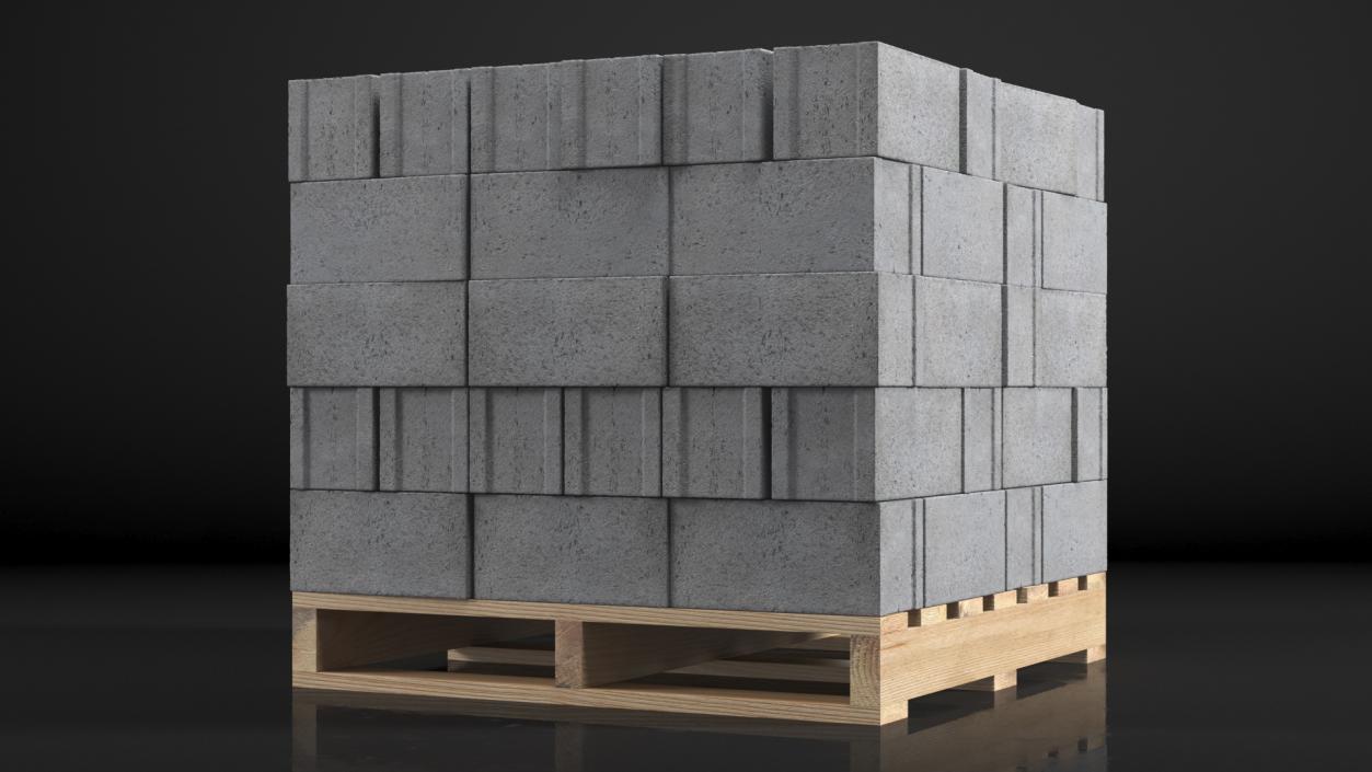 Wooden Pallet with Concrete Blocks 3D model