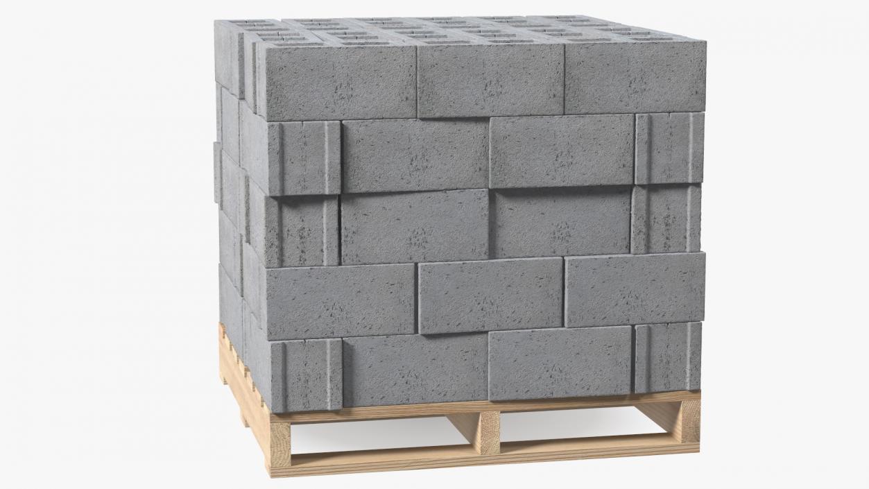 Wooden Pallet with Concrete Blocks 3D model