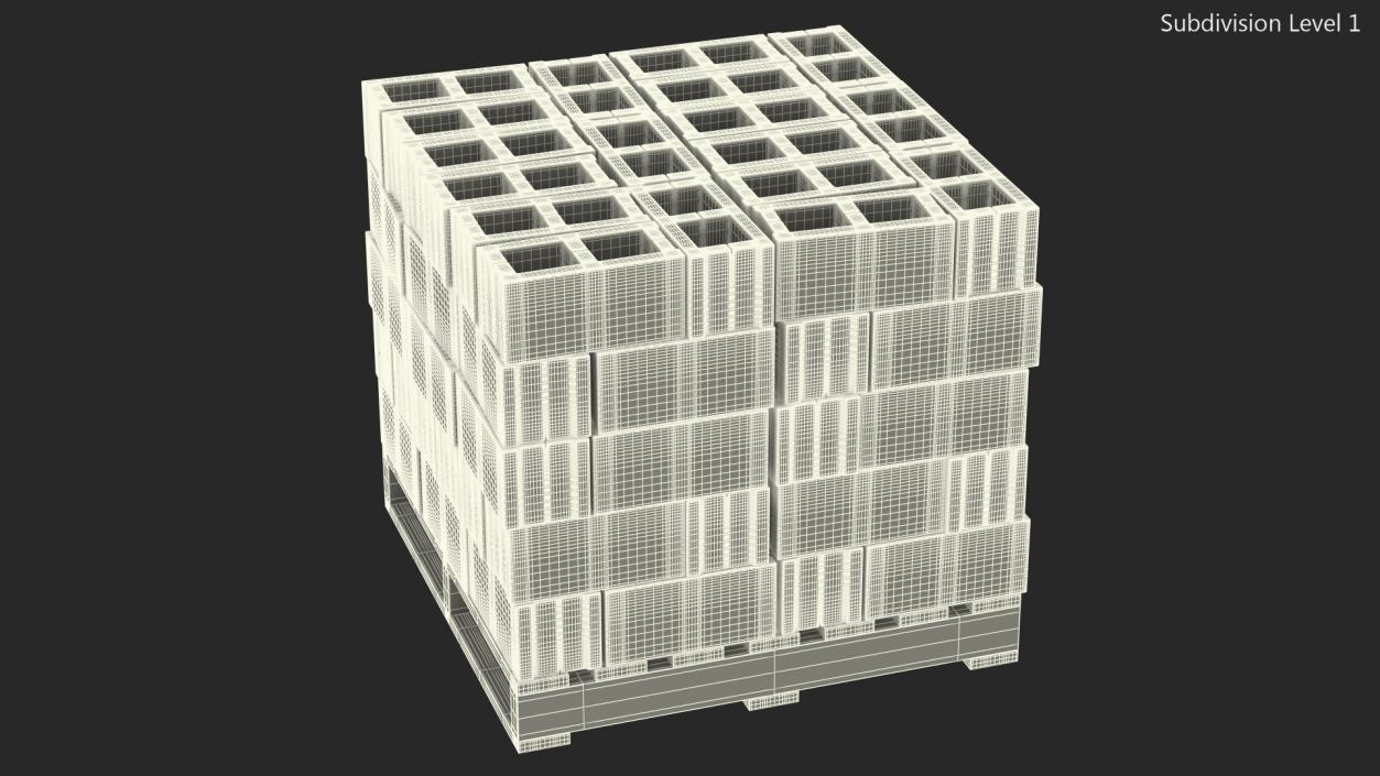 Wooden Pallet with Concrete Blocks 3D model