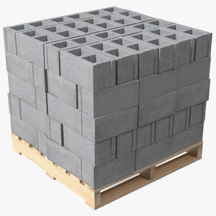 Wooden Pallet with Concrete Blocks 3D model