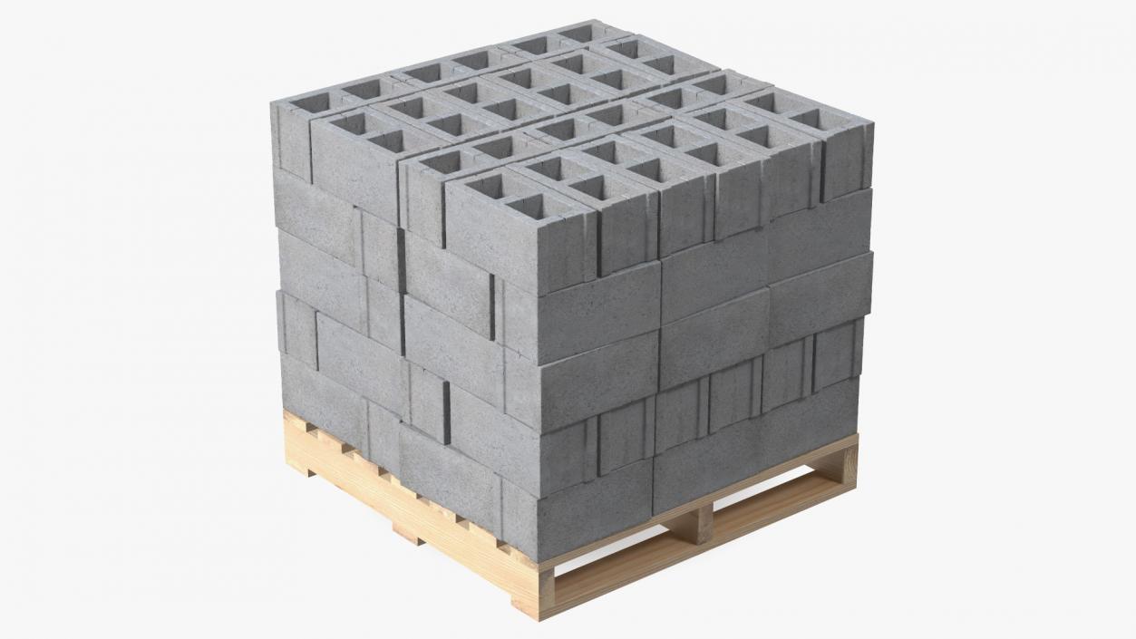 Wooden Pallet with Concrete Blocks 3D model