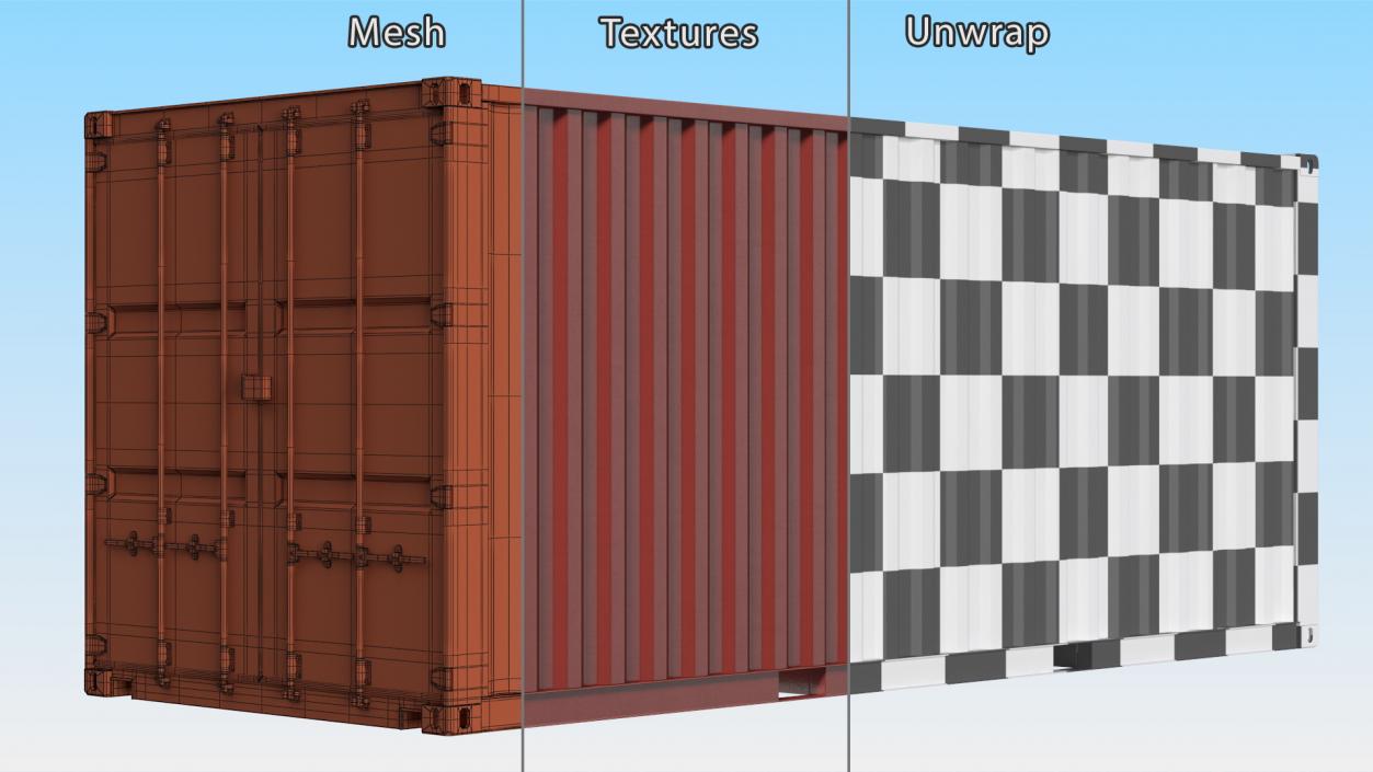 3D model Cargo Shipping Container 20 ft