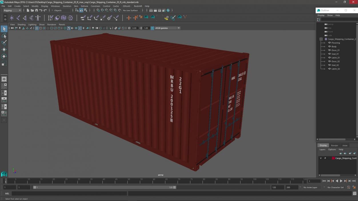 3D model Cargo Shipping Container 20 ft