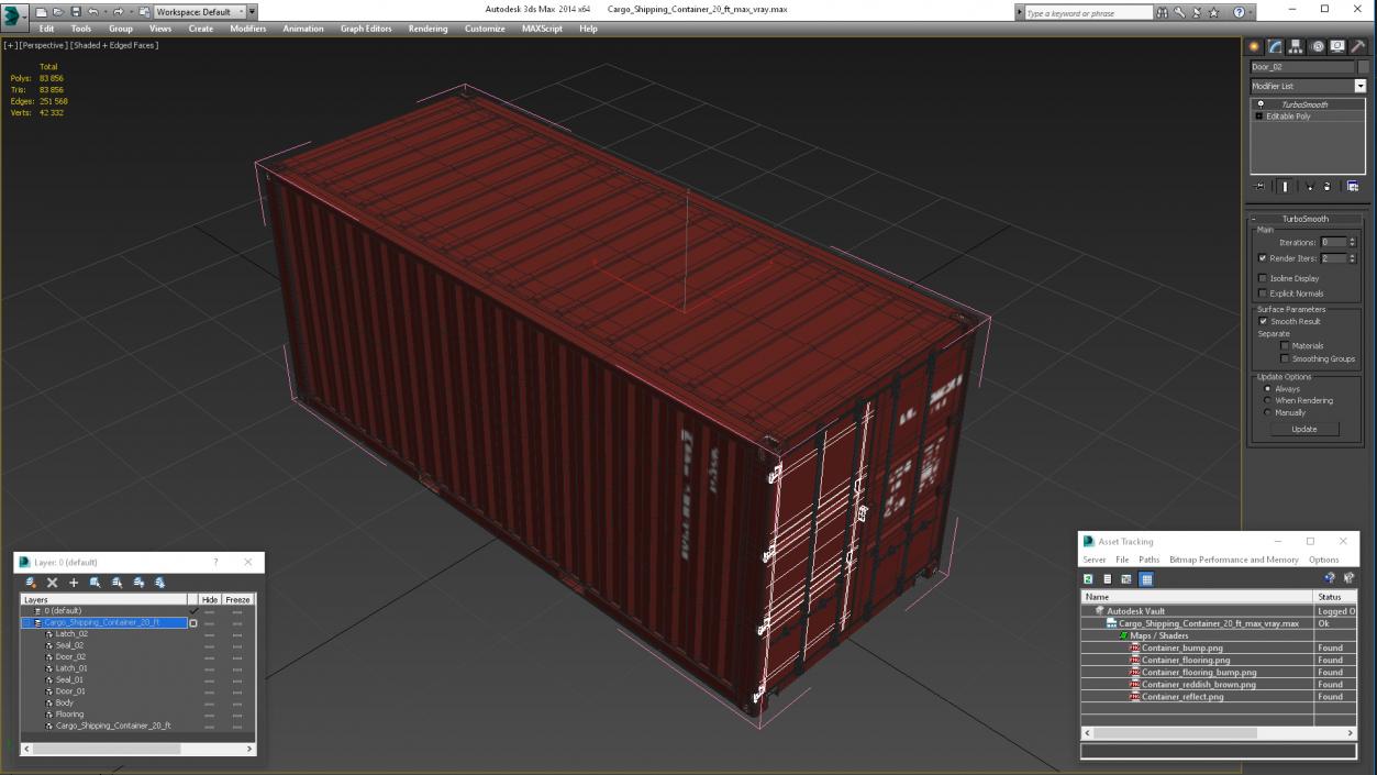 3D model Cargo Shipping Container 20 ft