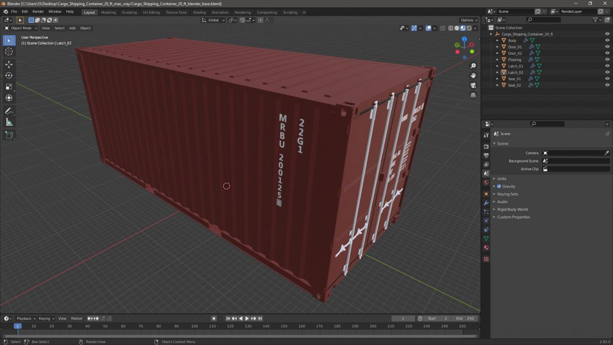 3D model Cargo Shipping Container 20 ft