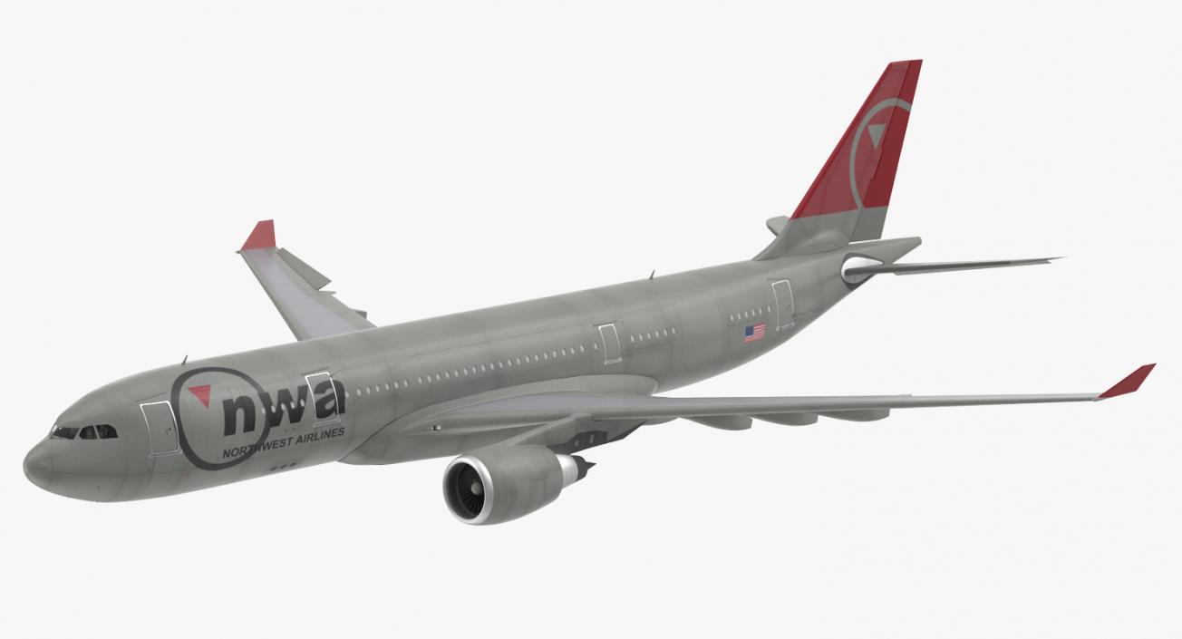 3D Airbus A330 P2F Northwest Airlines Rigged