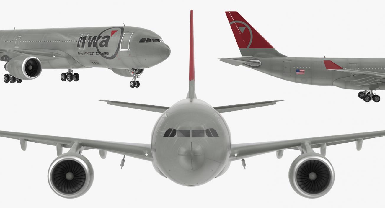 3D Airbus A330 P2F Northwest Airlines Rigged