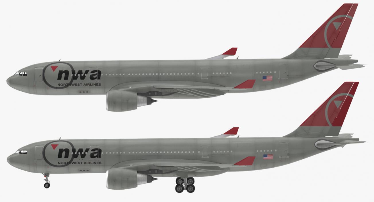 3D Airbus A330 P2F Northwest Airlines Rigged