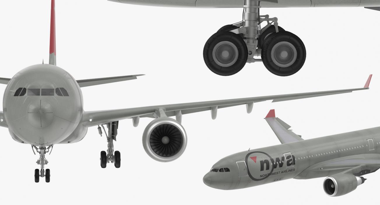 3D Airbus A330 P2F Northwest Airlines Rigged