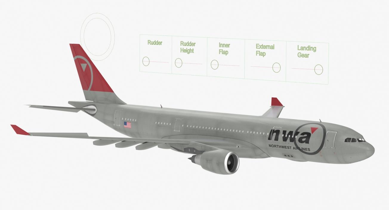 3D Airbus A330 P2F Northwest Airlines Rigged