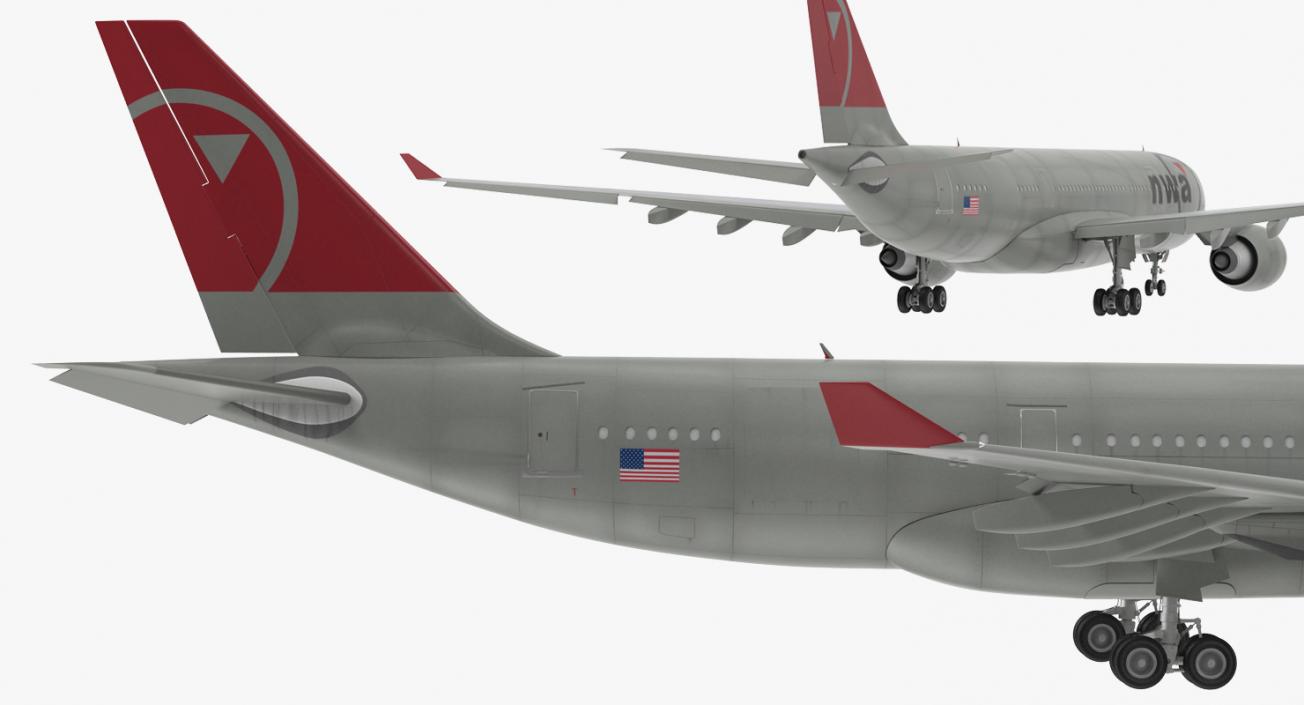 3D Airbus A330 P2F Northwest Airlines Rigged