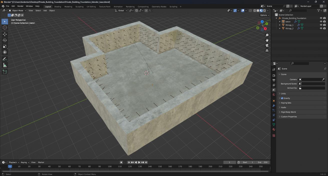 Private Building Foundation 3D