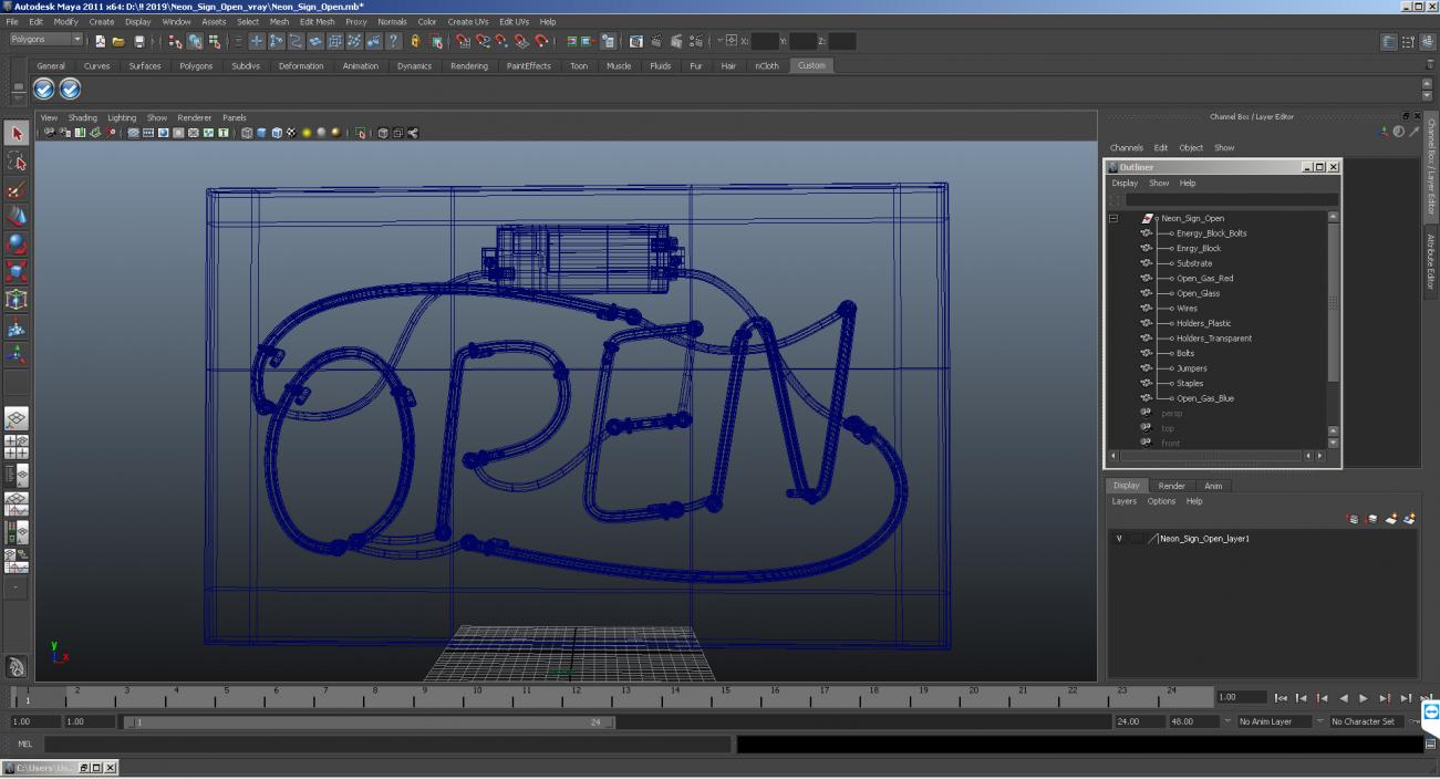 Neon Sign Open 3D model