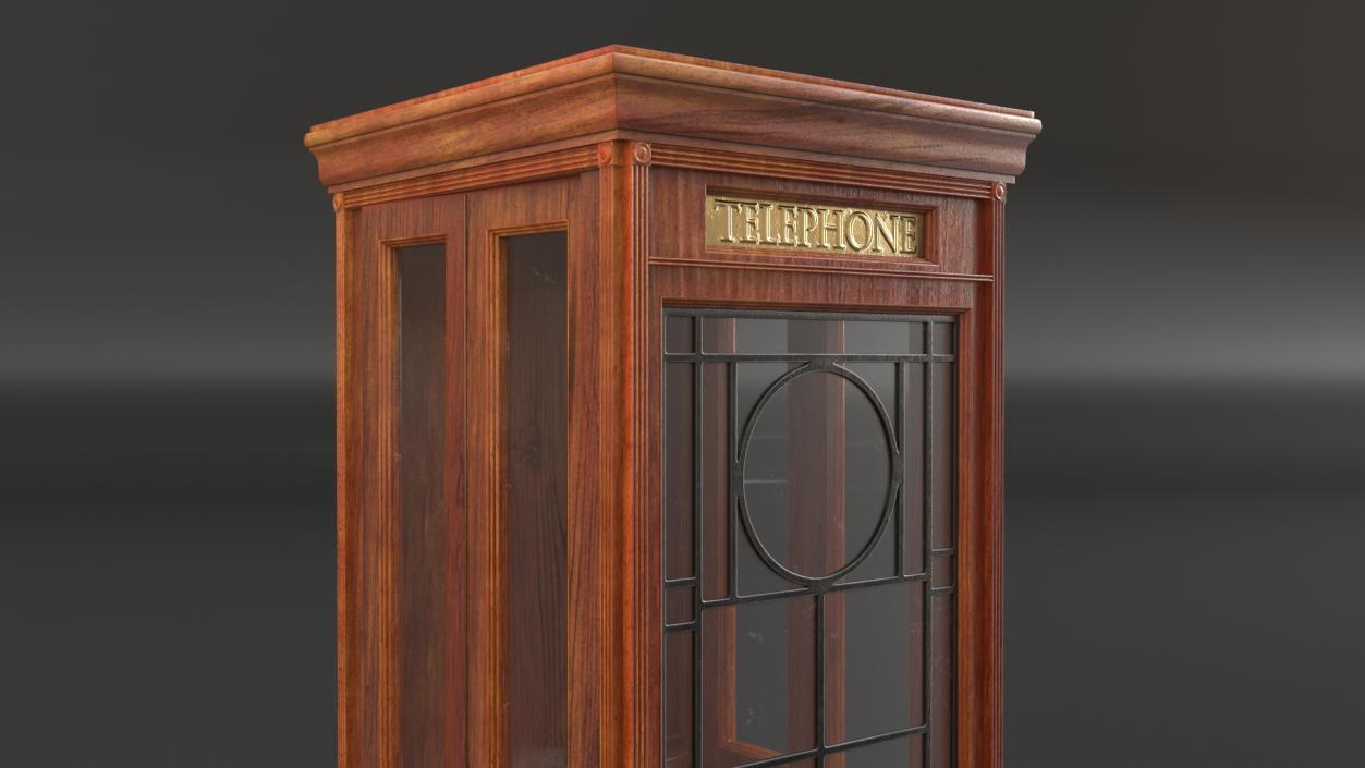 3D Antique Wooden Phone Booth