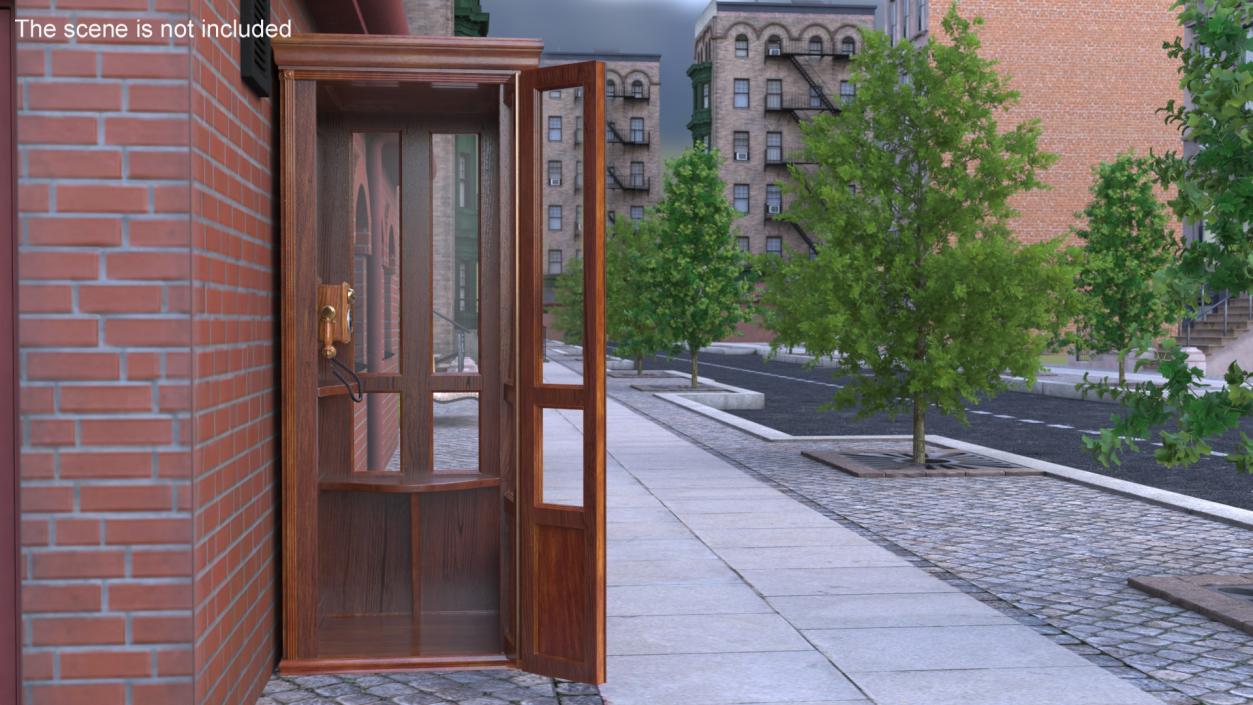 3D Antique Wooden Phone Booth