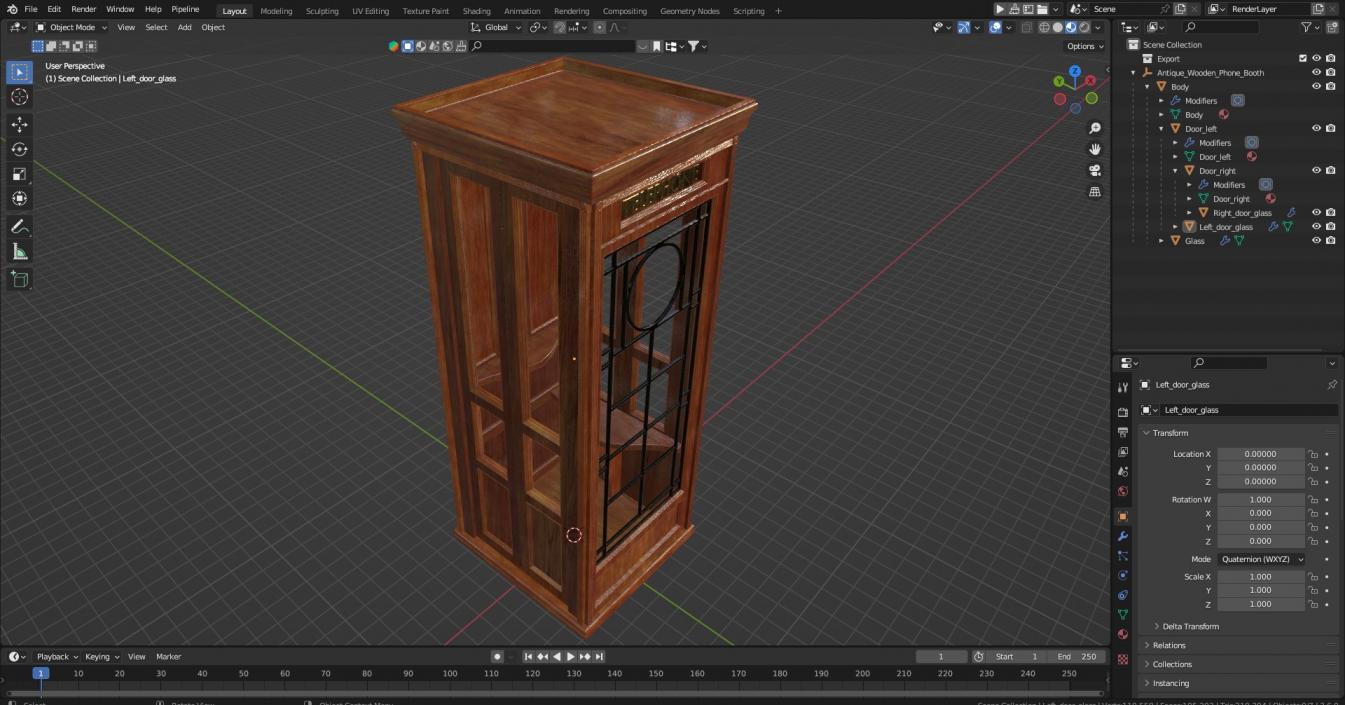 3D Antique Wooden Phone Booth