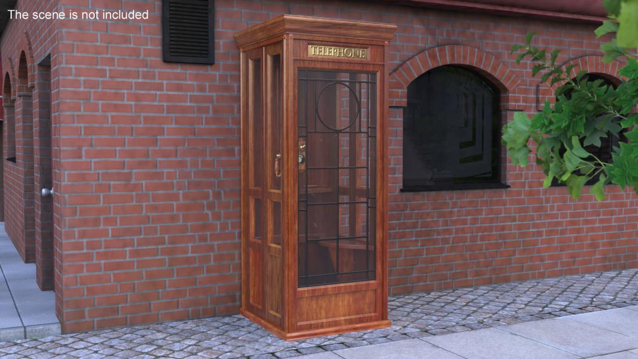 3D Antique Wooden Phone Booth