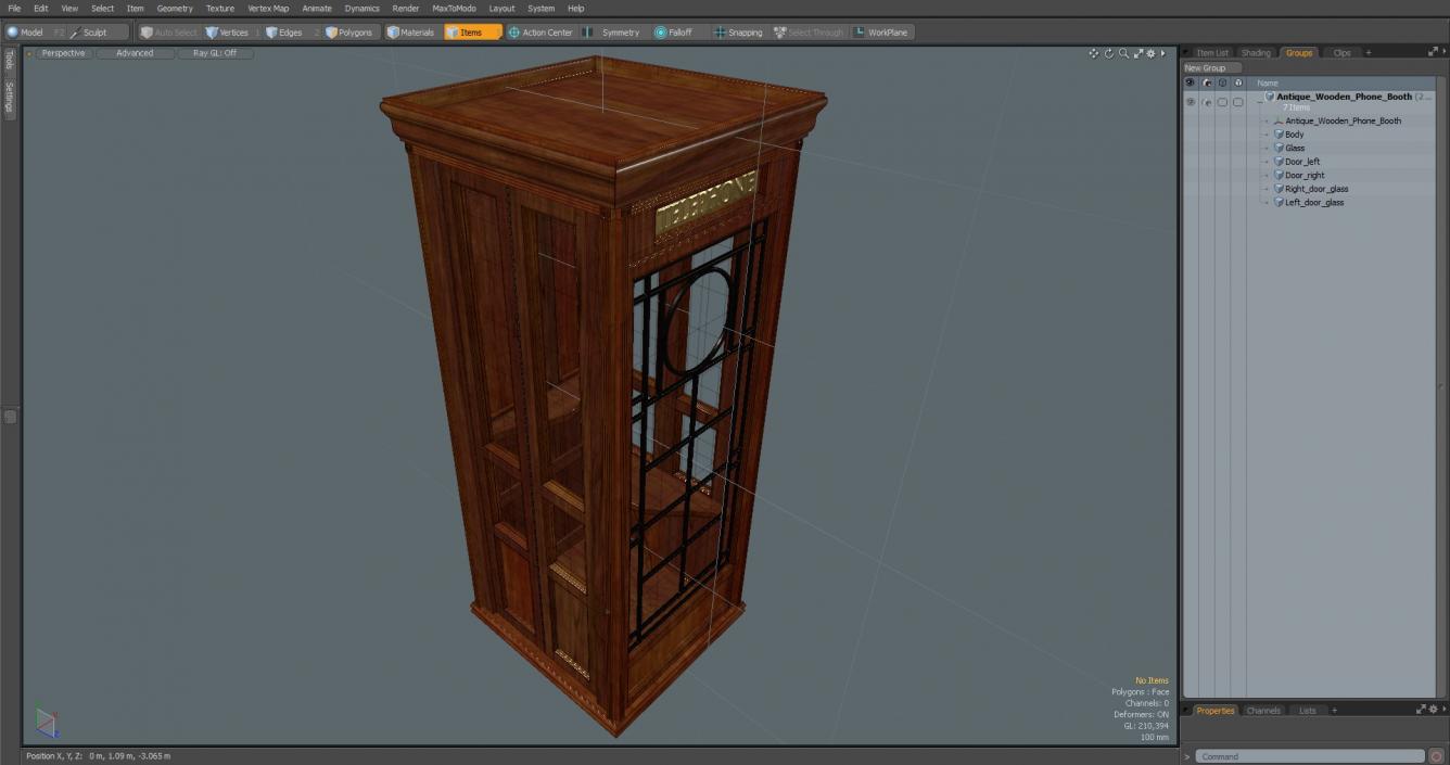 3D Antique Wooden Phone Booth