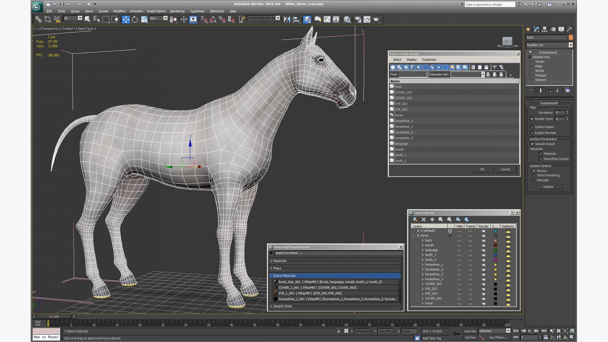 3D White Horse