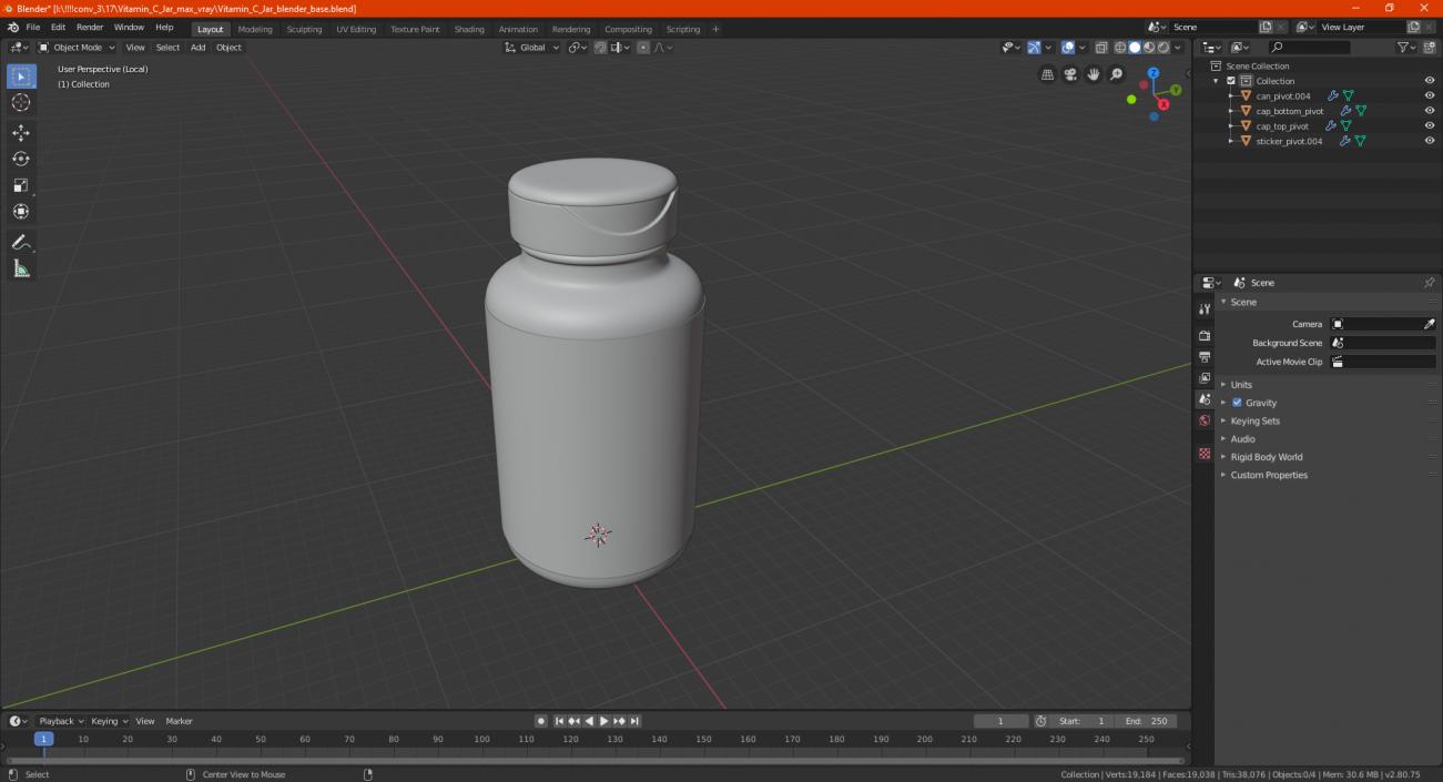 3D Vitamin C Jar model