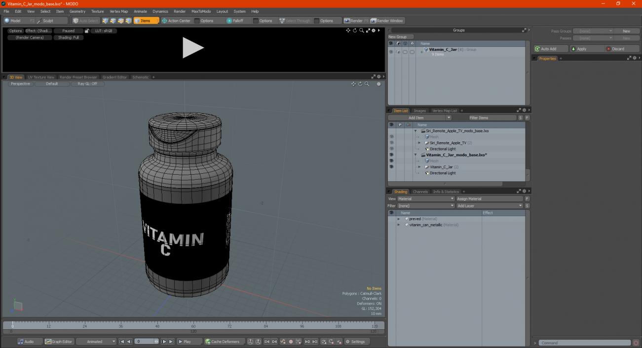 3D Vitamin C Jar model