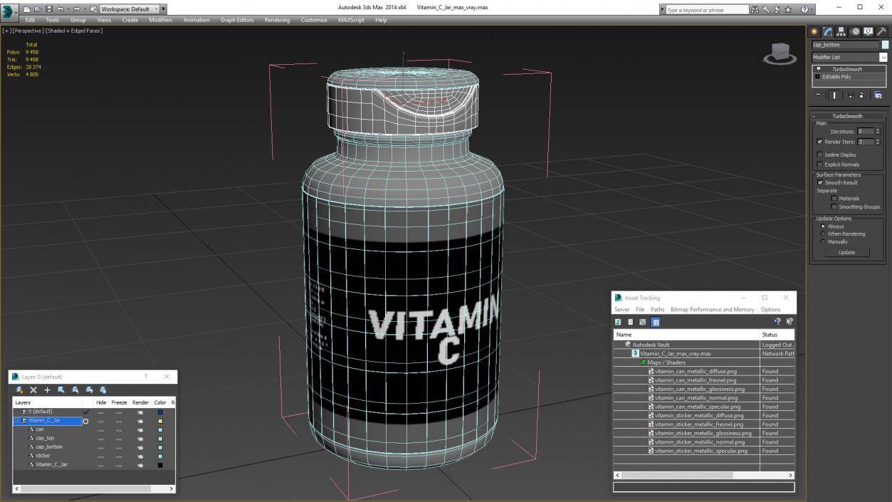 3D Vitamin C Jar model