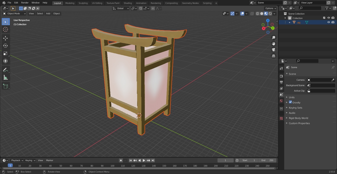 3D Wooden Shoji Lamp Small Glow model