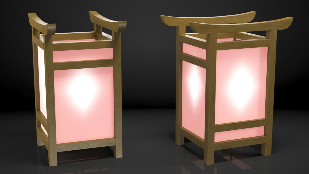 3D Wooden Shoji Lamp Small Glow model