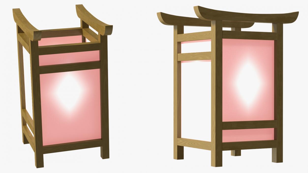 3D Wooden Shoji Lamp Small Glow model