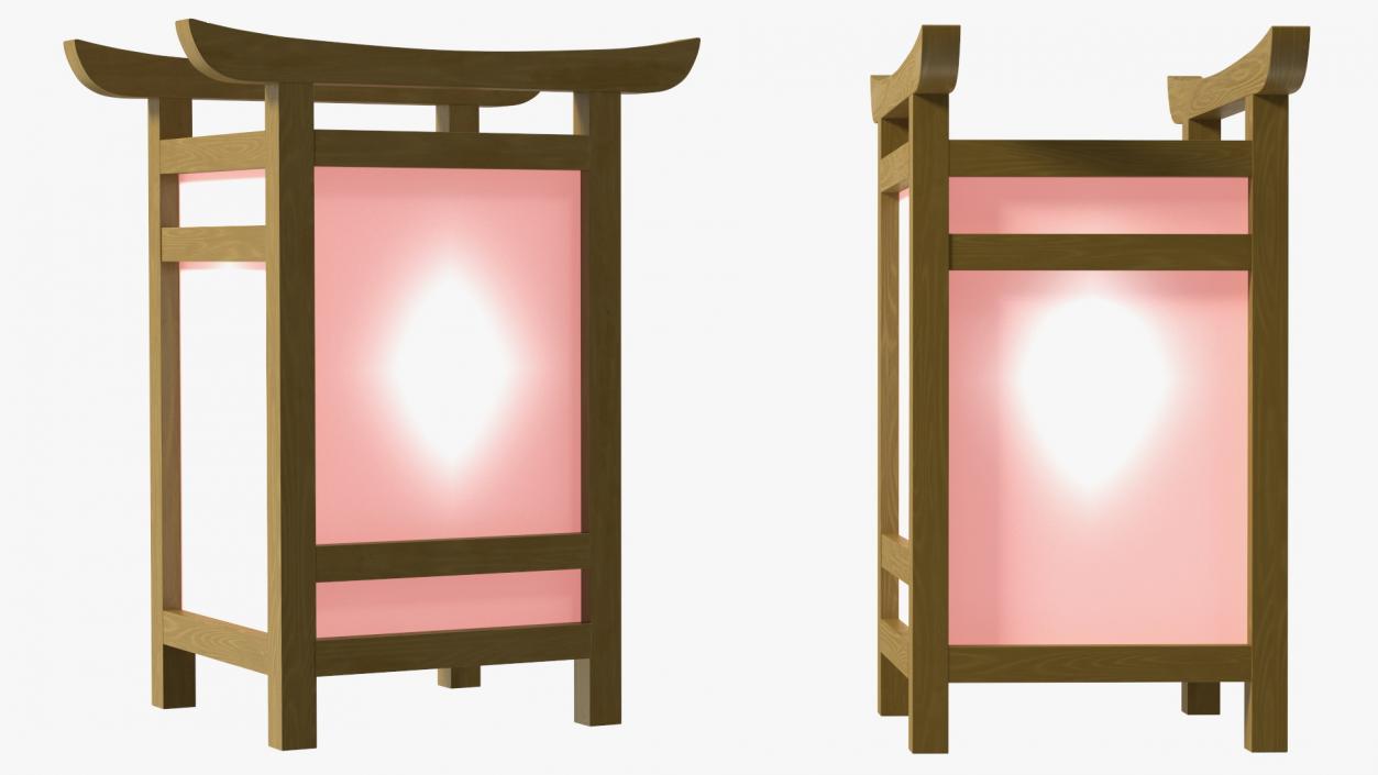 3D Wooden Shoji Lamp Small Glow model