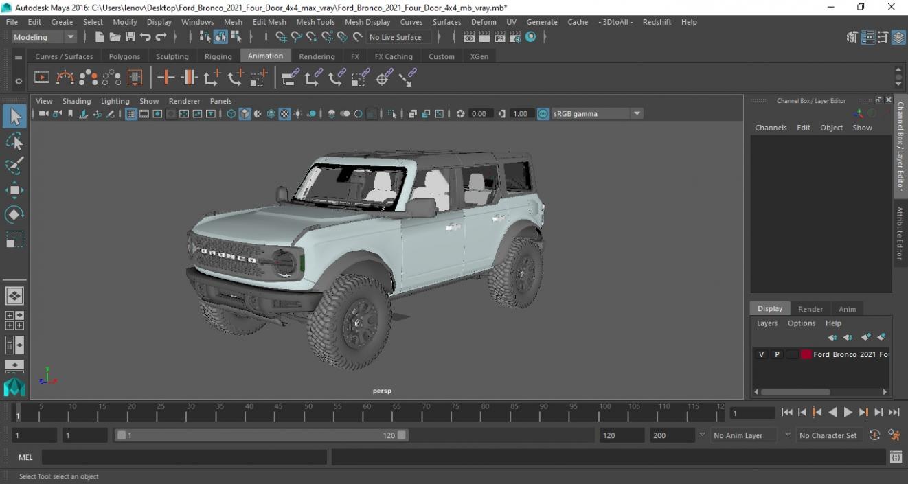 3D model Ford Bronco 2021 Four Door 4x4