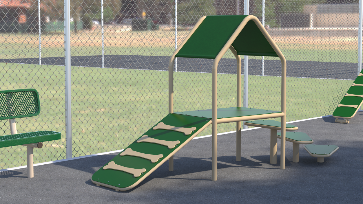 Dog Park Canine Condo Green 3D