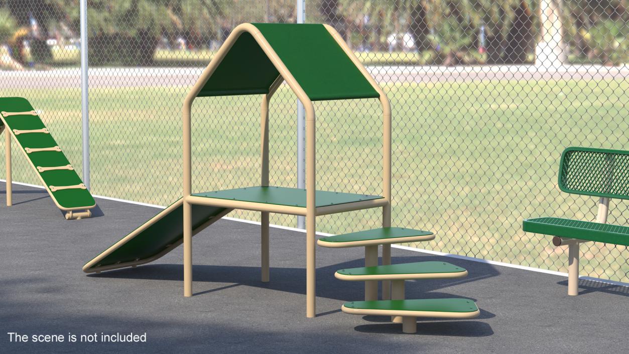 Dog Park Canine Condo Green 3D