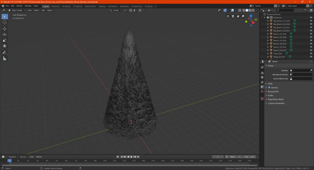 3D model Pyramidal Bare Shrub