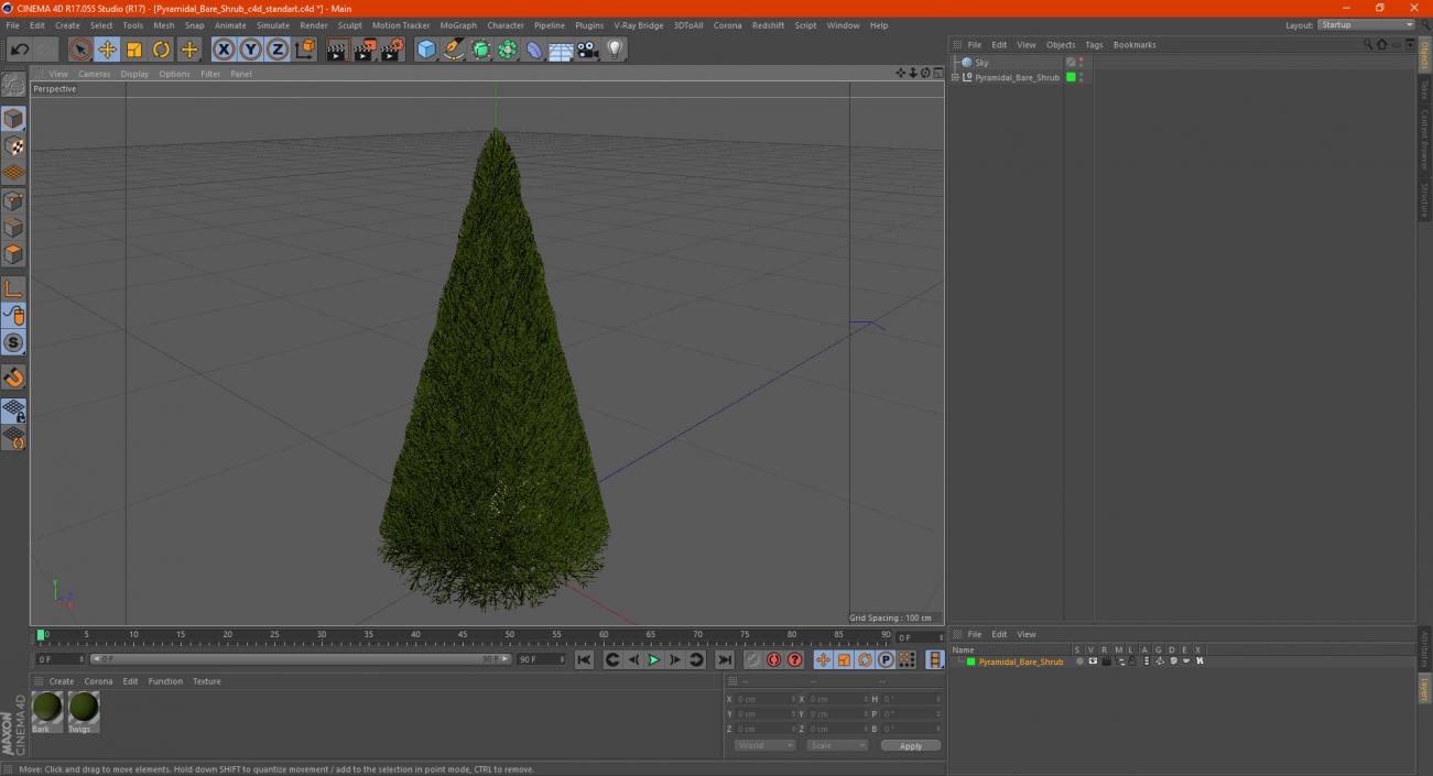 3D model Pyramidal Bare Shrub