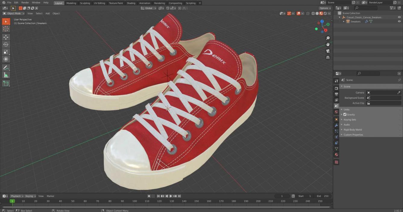 3D model Casual Classic Canvas Sneakers