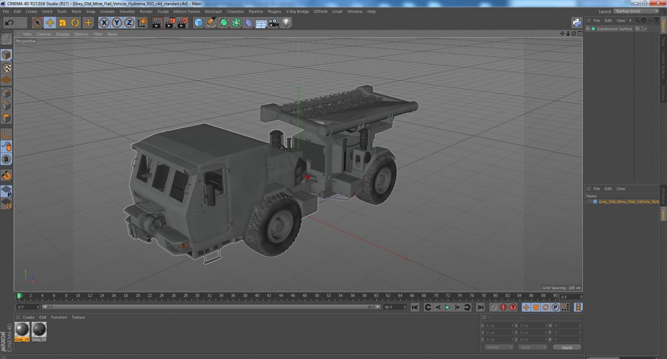 Grey Old Mine Flail Vehicle Hydrema 910 3D model