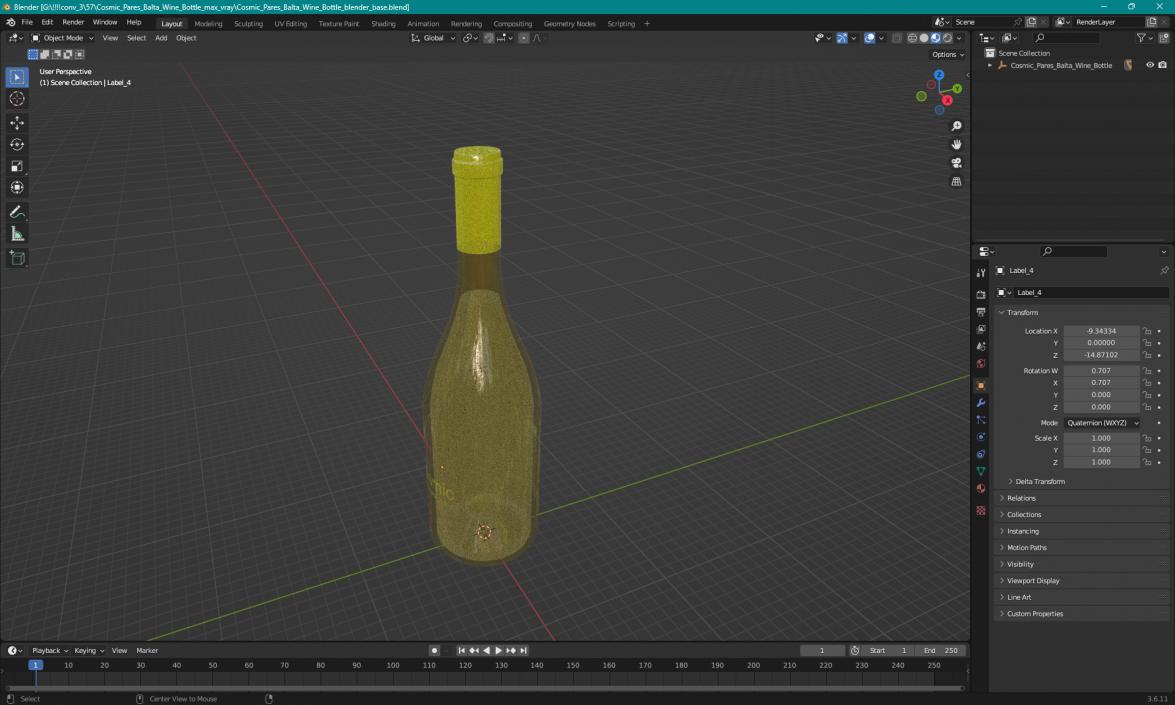 3D model Cosmic Pares Balta Wine Bottle