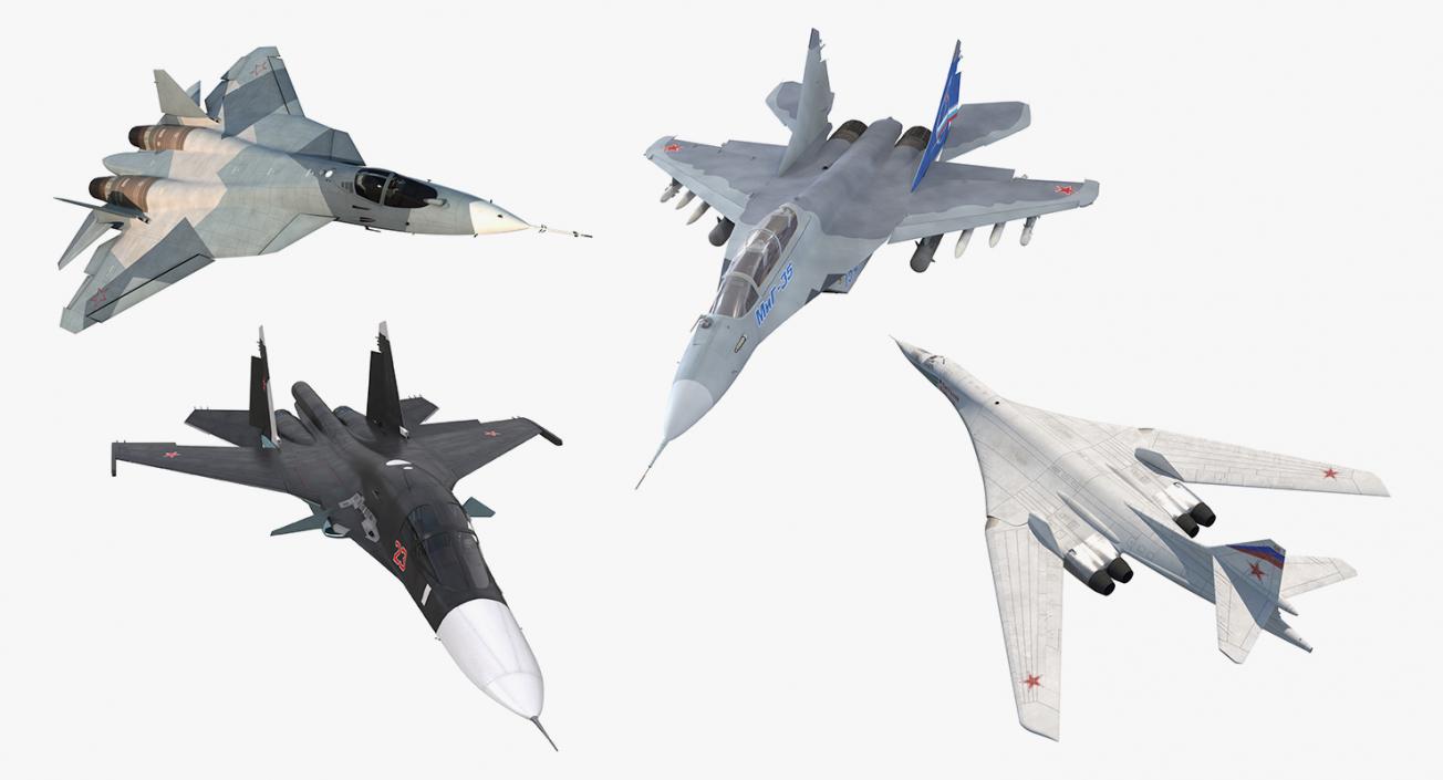 3D model Rigged Russian Millitary Airplanes Collection