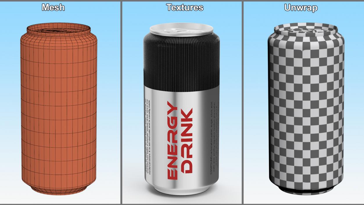 Energy Drink Can Mockup 270ml 3D model