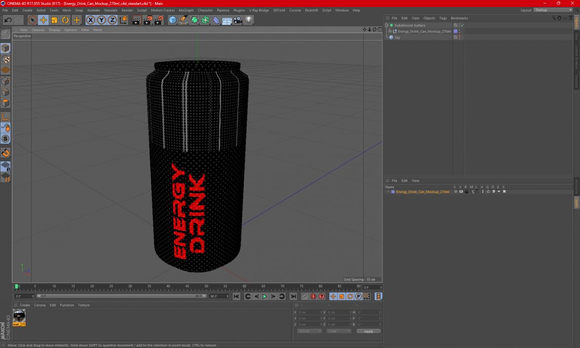 Energy Drink Can Mockup 270ml 3D model