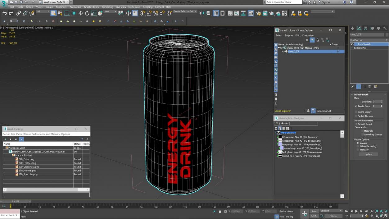 Energy Drink Can Mockup 270ml 3D model