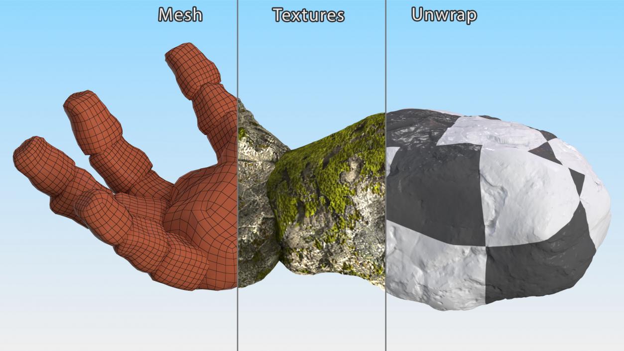 Stone Golem Hand Rigged for Maya 2 3D model