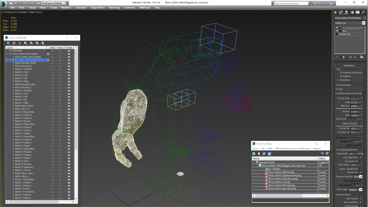 Stone Golem Hand Rigged for Maya 2 3D model