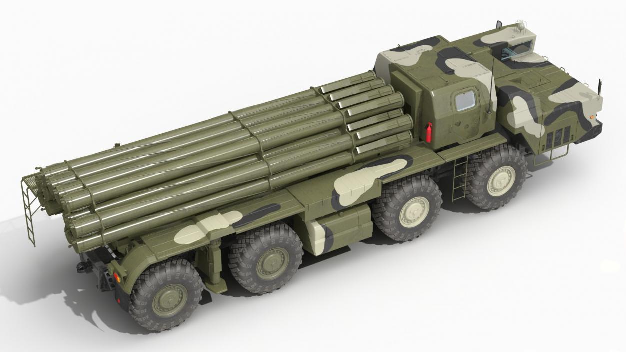 BM-30 Smerch Rocket Launcher Camouflage 3D model